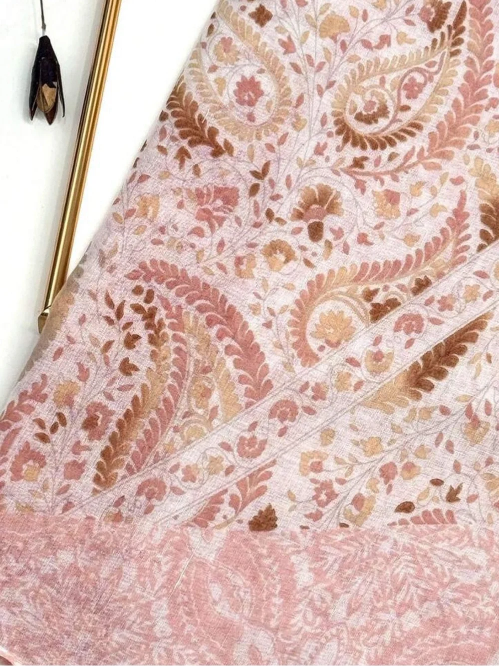 Baby Pink Floral & Tassel Lightweight Scarf - Women Accessories